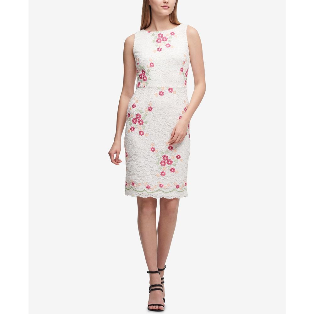DKNY Embroidered Floral Lace Sheath Dress- Size 2
